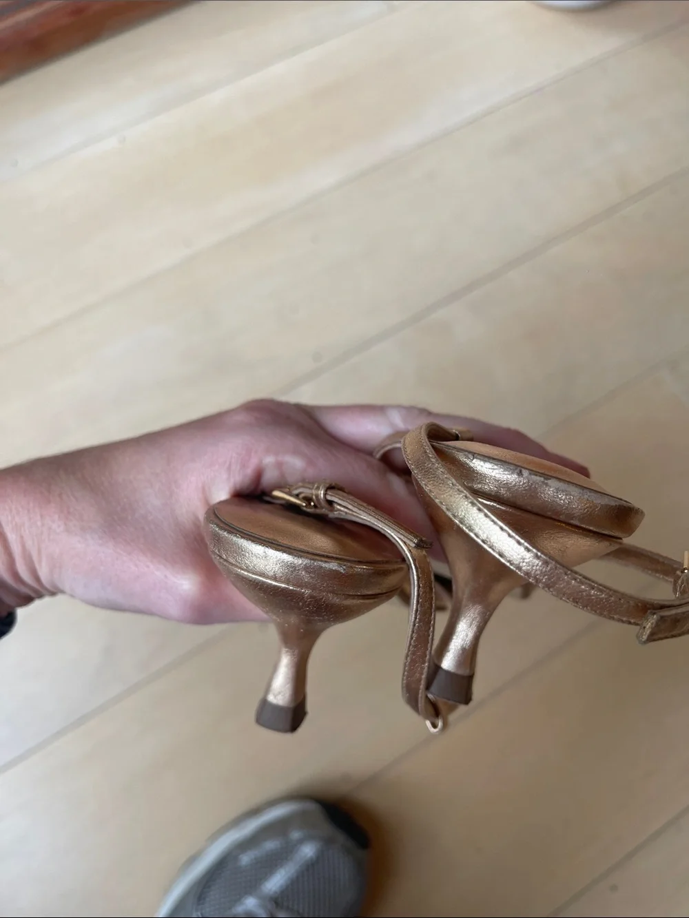 ZARA Metallic Rose Gold Strappy Heeled Sandals